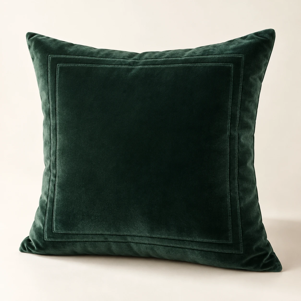 The Double Border, Double stitched border, Forest Green velvet cushion cover